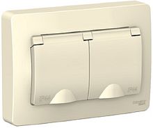 Розетка с заземлением Systeme Electric Blanca 1-м. 2-мод. крышка шторки IP44 молочный картинка